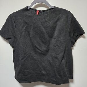 Spanx The Perfect Funnel Short Sleeve Shirt Size Large Charcoal Gray Neutral